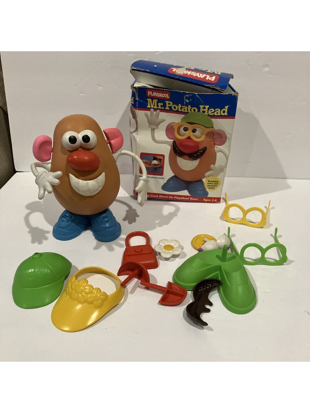 Vintage 1991 Playskool Mr Potato Head Complete W/Box & Mrs Potato Head Parts